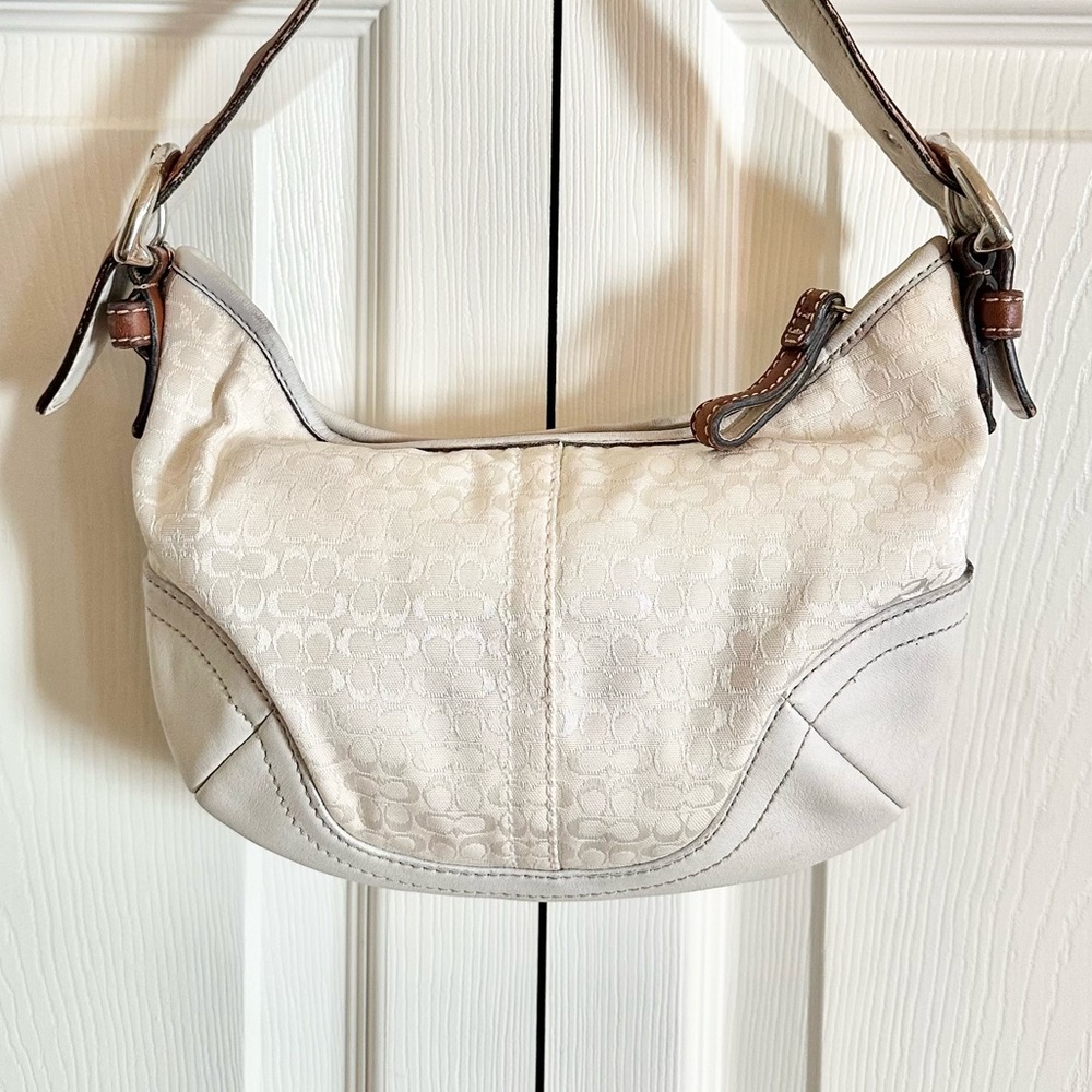 Y2K Coach 5357 Signature C Demi Baguette Mini Hobo Ivory Jacquard Shoulder Bag - Picture 2 of 15